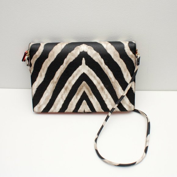 Aldo Womens Zebra Print Crossbody Shoulder Flat Wide Purse with Gold Accent - Picture 4 of 9